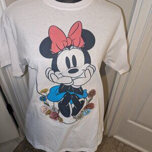 NWT Disney Minnie Mouse Embroidered Flowers Shirt Top Womens Sz XS